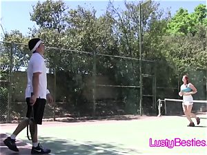 Tennis coach cocks super-naughty teens on the court