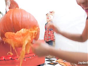 Pumpkins and all girl fucky-fucky with Jayden and Kristina