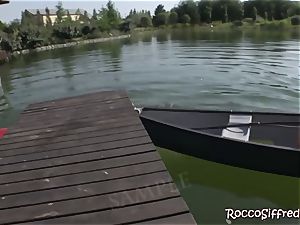 Misha Crossrides Rocco's boner by the lake
